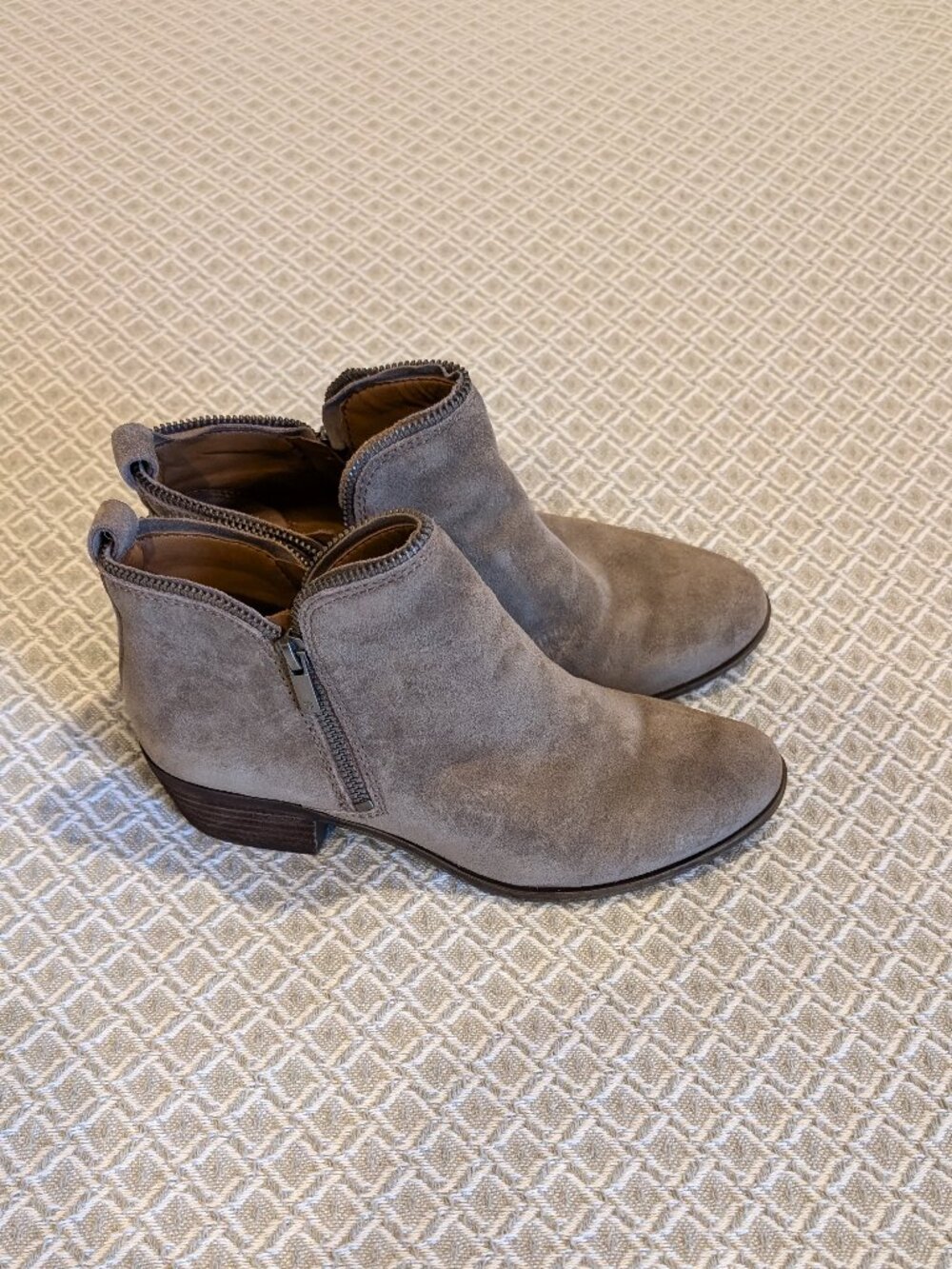 Lucky Brand Bartalino Taupe Suede Ankle Booties